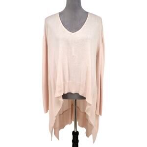Sen Sweater Womens One Size Pale Pink Lightweight Hi Lo Hem Coastal Lagenlook